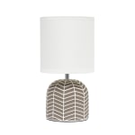 Simple Designs Petite Webbed Waves Base Table Lamp, 10-7/16inH, White/Taupe