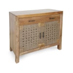 Coast to Coast Griffith Boho-Style Cabinet, 30inH x 36inW x 17inD, Augustine Brown/Jute