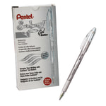 Pentel Sunburst Metallic Pen, Silver, Pack of 12