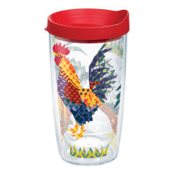 Tervis Patchwork Rooster Tumbler With Lid, 16 Oz, Clear