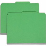 Smead Pressboard Colored Classification Folders, 2in Capacity, 2 Fasteners, 2 Dividers, Letter Size, 2in Expansion, 2/5-Cut Tab, 100% Recycled, Green, Box Of 10