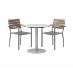 KFI Studios Eveleen 3-Piece Outdoor Patio Set, 33-13/16inH x 36inW x 36inD, Silver/Mocha Chairs, Gray/Silver Table