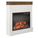 Ameriwood Home Mateo Fireplace With Mantel, 32-7/8inH x 29-3/4inW x 7-3/4inD, Ivory