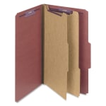 Smead Classification Folders, Pressboard With SafeSHIELD Fasteners, 2 Dividers, 2in Expansion, Legal Size, 100% Recycled, Red, Box Of 10