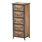 Baxton Studio Laurel 5-Drawer Accent Storage Cabinet, Gray/Oak Brown