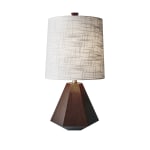 Adesso Grayson Table Lamp, 25inH, White Shade/Walnut Birch Base