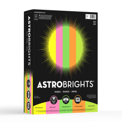 Astrobrights Color Multi-Use Printer & Copy Paper, Neon Assortment, Letter (8.5in x 11in), 500 Sheets Per Ream, 24 Lb, 94 Brightness