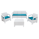 Inval MQ FERRARA 4-Piece Stay Furniture Set With Sofa, White/Teal