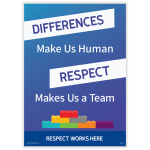 ComplyRight Respect Works Here Diversity Poster, Differences Make Us Human Repect Makes Us A Team, English, 10in x 14in