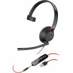 Poly Blackwire 5210 Monaural USB-A Headset (Bulk) - Mono - USB Type A, Mini-phone (3.5mm) - Wired - Over-the-head - Monaural - Supra-aural - Noise Canceling