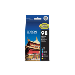 Epson 98 Claria High-Yield Black And Cyan, Light Cyan, Magenta, Light Magenta, Yellow Ink Cartridges, Pack Of 6, T098120-BCS