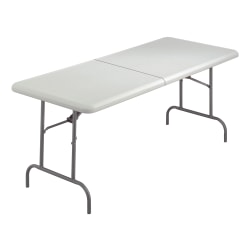 Iceberg IndestrucTable TOO Bifold Table - Rectangle Top - Adjustable Height - 96in Table Top Length x 30in Table Top Width x 2in Table Top Thickness - 29in Height - Platinum, Powder Coated - Tubular Steel - High-density Polyethylene (HDPE) Top Material