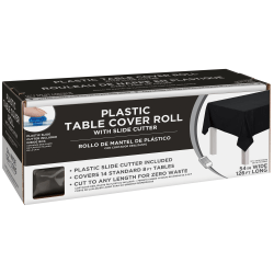 Amscan Boxed Plastic Table Roll, Jet Black, 54in x 126'