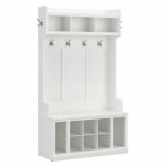 Bush Furniture Woodland 40inW Hall Tree And Shoe Storage Bench With Shelves, White Ash, Standard Delivery