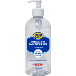 Zep Hand Sanitizer Gel - Clean Scent - 16.9 fl oz (500 mL) - Pump Bottle Dispenser - Kill Germs - Hand - Clear - Residue-free - 1 Each