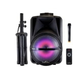 BeFree Sound Bluetooth Rechargeable Portable Wireless PA Party Speaker With Colored LED Lights, Black