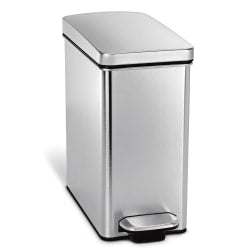 simplehuman Brushed Stainless Steel Profile Step Can, Silver, 2.6 Gallons