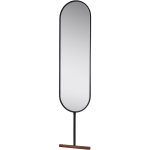 Adesso Willy Oval Leaning Mirror, 65-1/8inH x 15inW x 1-1/4inD, Black/Walnut