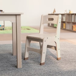 Flash Furniture Bright Beginnings Commercial-Grade Wooden Classroom Chairs With Non-Slip Foot Caps And Carry Handle, 17-3/4inH, Beech, Set Of 2 Chairs