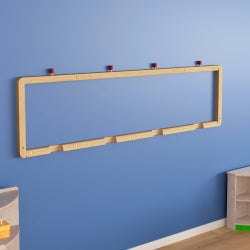 Flash Furniture Bright Beginnings Commercial Grade Wooden Train STEAM Wall System With 5 Accessory Panel Holders, Multicolor