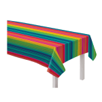 Amscan Serape Stripe Flannel-Backed Vinyl Tablecloth, 52in x 90in, Multicolor