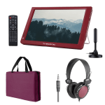 Trexonic Portable Rechargeable 14in LED TV With Amplified Antenna, Carry Bag And Headphones, Red, 995117421M