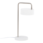 LumiSource Puck Contemporary Table Lamp, 17-1/2inH, Nickel/White