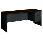 HON 38000 72inW Right-Pedestal Computer Desk Credenza With Lock, Mahogany/Charcoal