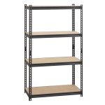 Lorell Iron Horse 2300 lb Capacity Riveted Shelving - 4 Shelf(ves) - 60in Height x 36in Width x 18in Depth - 30% Recycled - Black - Steel, Particleboard - 1 Each