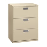 HON Brigade 600 36inW x 19-1/4inD Lateral 3-Drawer File Cabinet, Putty