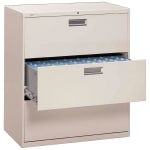 HON Brigade 600 42inW x 19-1/4inD Lateral 3-Drawer File Cabinet, Light Gray