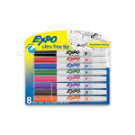 EXPO Low-Odor Dry-Erase Markers, Ultra-Fine Point, Assorted Colors, Pack Of 8