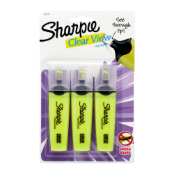 Sharpie Clear View Highlighters, Yellow, Pack Of 3