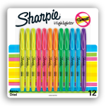 Sharpie Accent Pocket Highlighters, Chisel Tip, Assorted, Pack Of 12