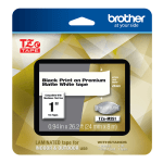 Brother TZE Premium Matte Laminated Tape, 0.94in x 26.2ft, Black/White