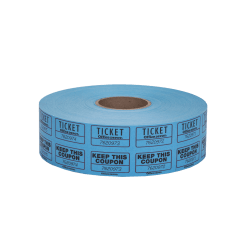 Amscan Double Ticket Roll, 6-1/2inH x 6-1/2inW x 2inD, Blue, 2,000 Tickets Per Roll