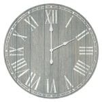 Elegant Designs Wood Plank Rustic Coastal Wall Clock, 23in, Dark Gray Wash