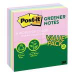 Post-it Greener Notes, 3in x 3in, Helsinki Color Collection, 100 Notes Per Pad