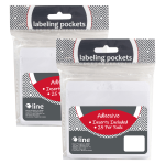 C-Line Self-Adhesive Labeling Pockets With Inserts, 3-3/4in x 3in, Clear, Pack Of 25 Pockets/Inserts, Set Of 2 Packs