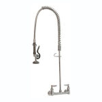 T&S Brass Wall-Mount EasyInstall Spring Action Pre-Rinse Faucet, 44in, 8in Centers, Stainless