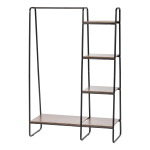 IRIS Metal Garment Rack With Wood Shelves, 59-1/2inH x 39-13/16inW x 15-3/4inD, Black/Dark Brown