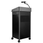 National Public Seating Oklahoma Sound Greystone Lectern With Sound, 45-1/2inH x 23-1/2inW x 19-1/4inD, Charcoal