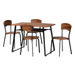 Baxton Studio Elida Wood And Metal 5-Piece Dining Set, Walnut Brown/Black