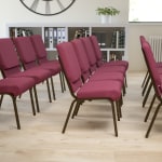 Flash Furniture HERCULES Series Stacking Church Chair, Burgundy Patterned/Goldvein