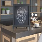 Flash Furniture Canterbury Tabletop Magnetic Chalkboard Signs With Scrolled Legs, Porcelain Steel, 17inH x 12inW x 1-7/8inD, Black Wood Frame, Pack Of 10 Signs