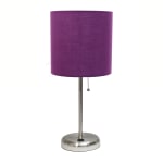 Creekwood Home Oslo USB Port Metal Table Lamp, 19-1/2inH, Purple Shade/Brushed Steel Base