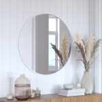 Flash Furniture Julianne Round Metal-Framed Wall Mirror, 30inH x 30inW x 3/4inD, Silver