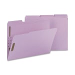 Smead Color Top-Tab Fastener File Folders, Letter Size, Lavender, Box Of 50