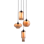 Zuo Modern Lambie Ceiling Lamp, 19-7/10inW, Amber Glass Shade/Rust-Color Metal