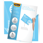 Fellowes Self-Adhesive Pouches - Business Card, 5mil, 5 pack - Laminating Pouch/Sheet Size: 3.88in Width x 5 mil Thickness - Type G - Glossy - for Document, Photo, Business Card - Self-adhesive, Durable - Clear - 5 Pack